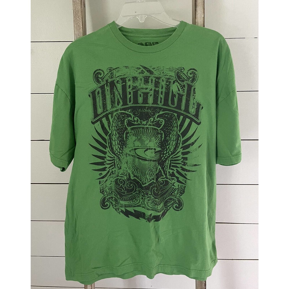 O'NEILL Men’s Green Logo Tee 100% Cotton Eagle Distressed Graphic T-shirt XL